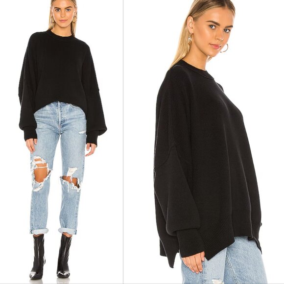 Free People Easy Street Tunic Ribbed Mock Neck Sweater Black | XS - Picture 5 of 5